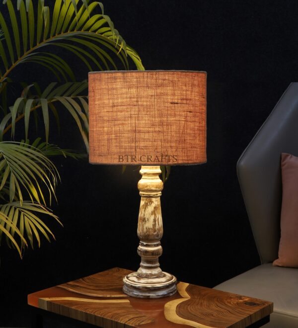 Retro Wooden Table Lamp Suitable For Bedroom Office And Living Room, Pack Of 1(Complete Set)