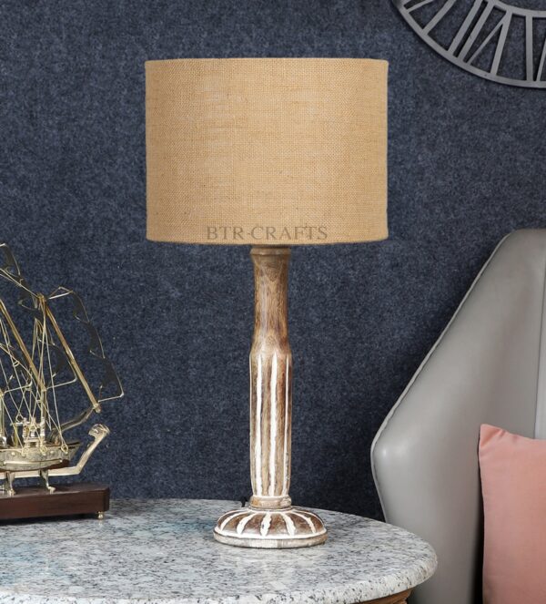 Vintage Wooden Table Lamp Suitable For Bedroom Office And Living Room, Pack Of 1(Complete Set) - Image 2