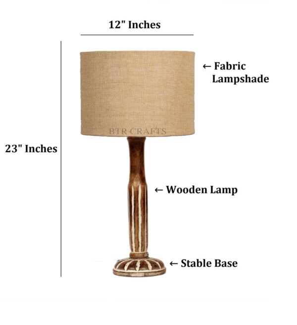 Vintage Wooden Table Lamp Suitable For Bedroom Office And Living Room, Pack Of 1(Complete Set) - Image 3