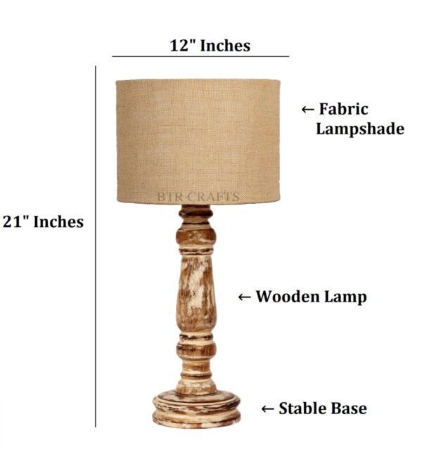 Retro Wooden Table Lamp Suitable For Bedroom Office And Living Room, Pack Of 1(Complete Set) - Image 3