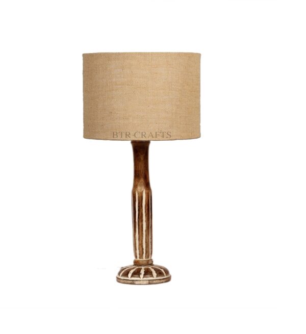 Vintage Wooden Table Lamp Suitable For Bedroom Office And Living Room, Pack Of 1(Complete Set) - Image 4