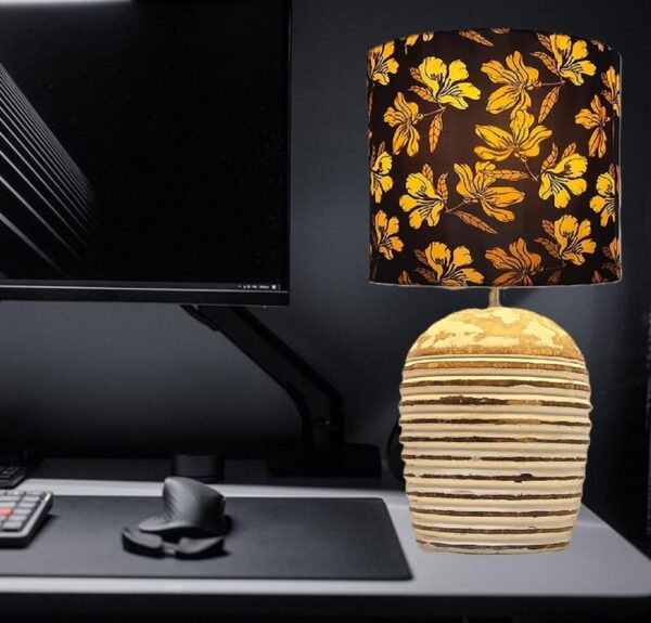 Wooden Table Lamp for Home Decor Bedside Table Lamp Night lamp for Living & Dining Room Gifting Items (Golden Floral)