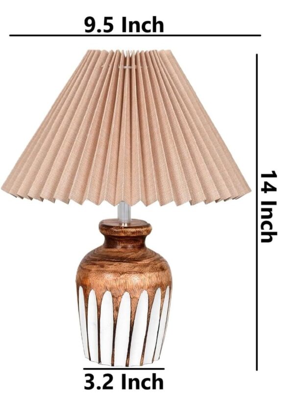 Decorative Table Lamp with Wooden Base Cute Bedside Lamp with Linen Beige Lampshade, Nightstand Lamp (Jute) - Image 4