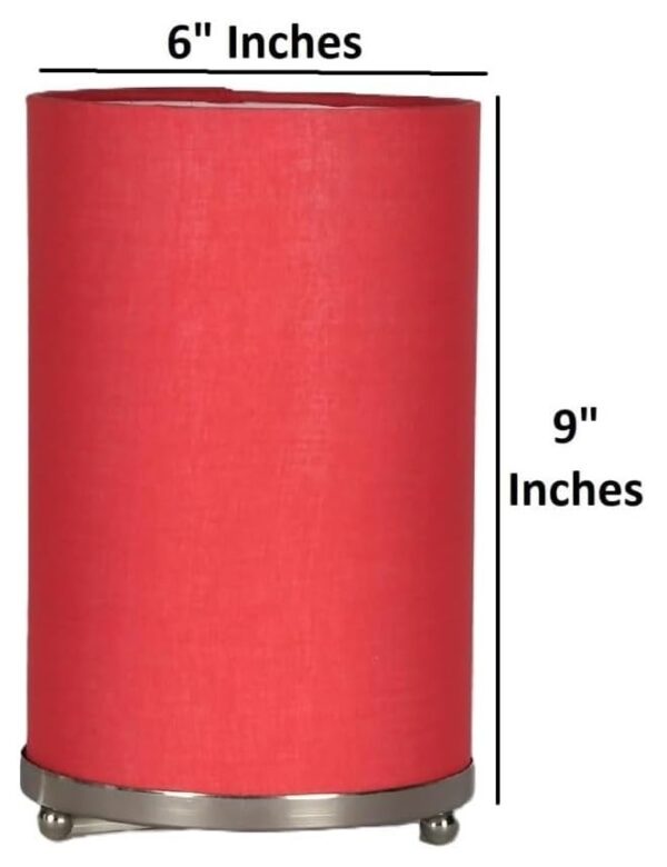 Small Round Table Lamp with Attached Metal Stand for Bedside, Study Table, Home Décor (Candy Red) - Image 6