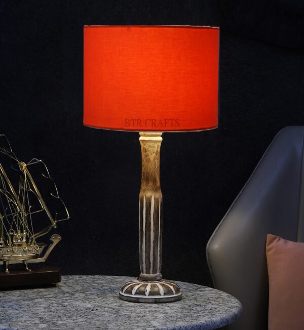 Vintage Wooden Table Lamp Suitable For Bedroom Office And Living Room, Pack Of 1(Complete Set)