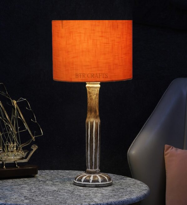 Vintage Wooden Table Lamp Suitable For Bedroom Office And Living Room, Pack Of 1(Complete Set)