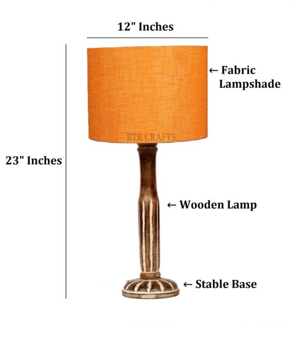 Vintage Wooden Table Lamp Suitable For Bedroom Office And Living Room, Pack Of 1(Complete Set) - Image 3