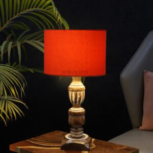 Rustic Wooden Table Lamp Suitable For Bedroom Office And Living Room, Pack Of 1(Complete Set)