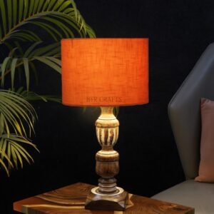 Rustic Wooden Table Lamp Suitable For Bedroom Office And Living Room, Pack Of 1(Complete Set)