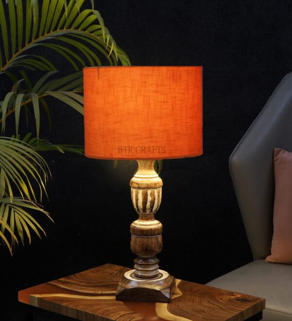 Rustic Wooden Table Lamp Suitable For Bedroom Office And Living Room, Pack Of 1(Complete Set)
