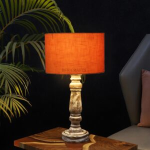 Retro Wooden Table Lamp Suitable For Bedroom Office And Living Room, Pack Of 1(Complete Set)