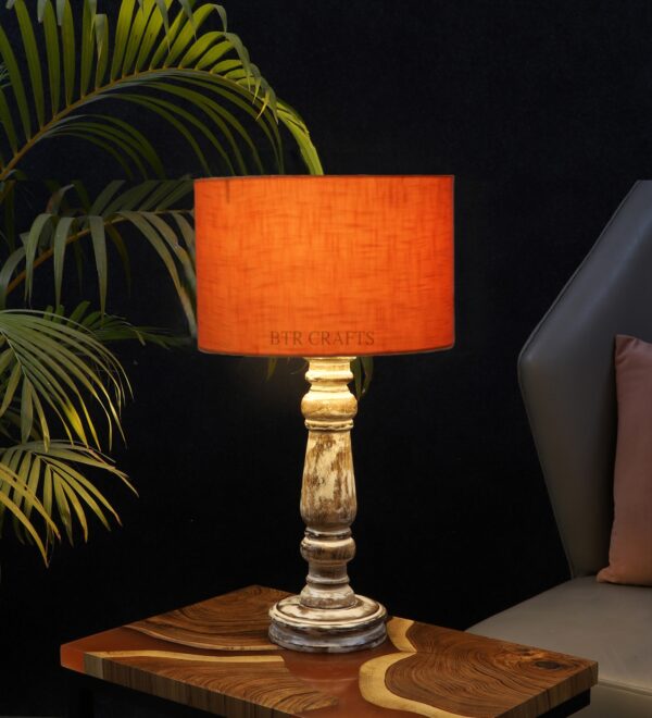 Retro Wooden Table Lamp Suitable For Bedroom Office And Living Room, Pack Of 1(Complete Set)