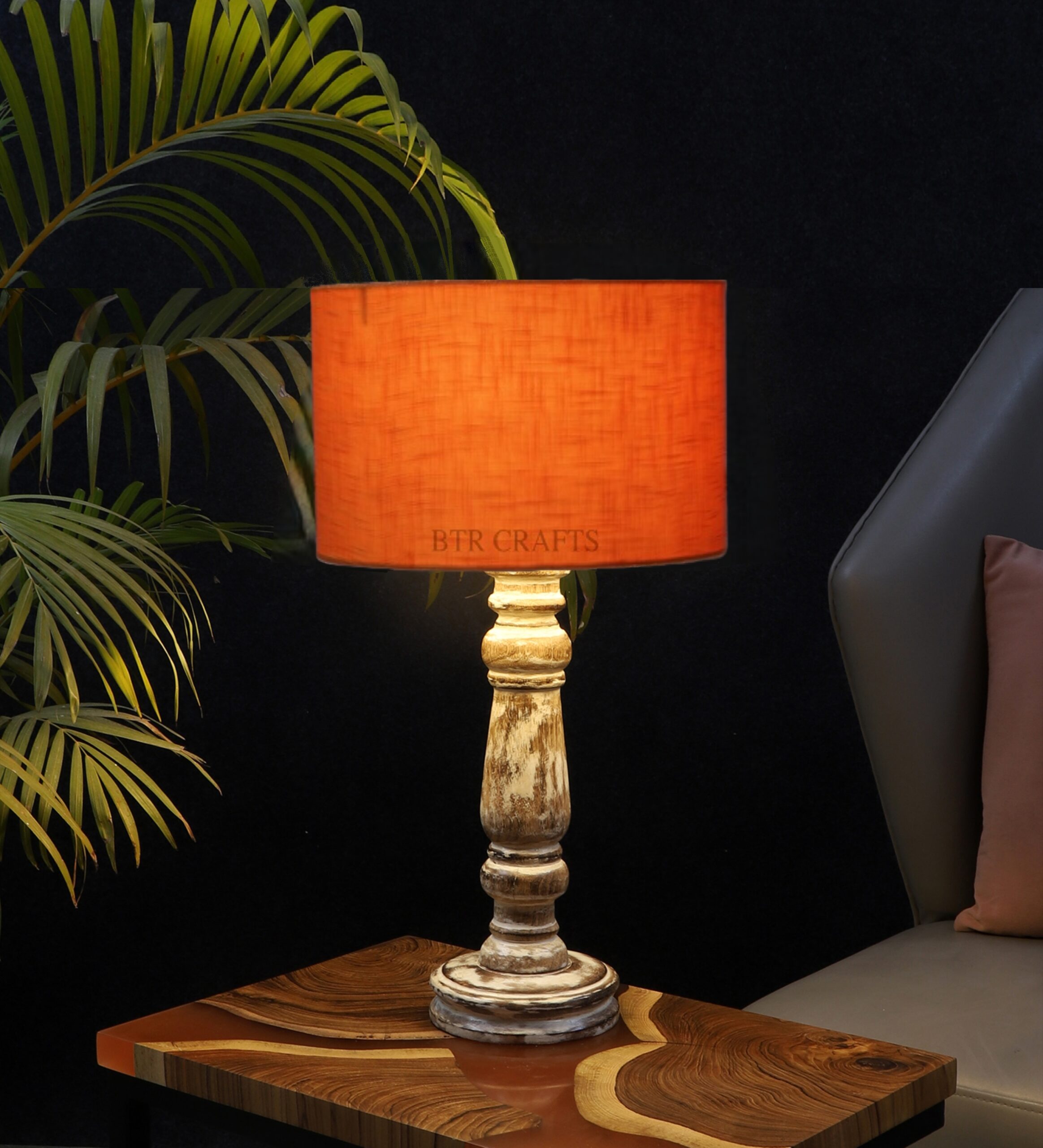 Retro Wooden Table Lamp Suitable For Bedroom Office And Living Room, Pack Of 1(Complete Set)