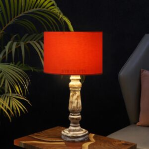 Retro Wooden Table Lamp Suitable For Bedroom Office And Living Room, Pack Of 1(Complete Set)