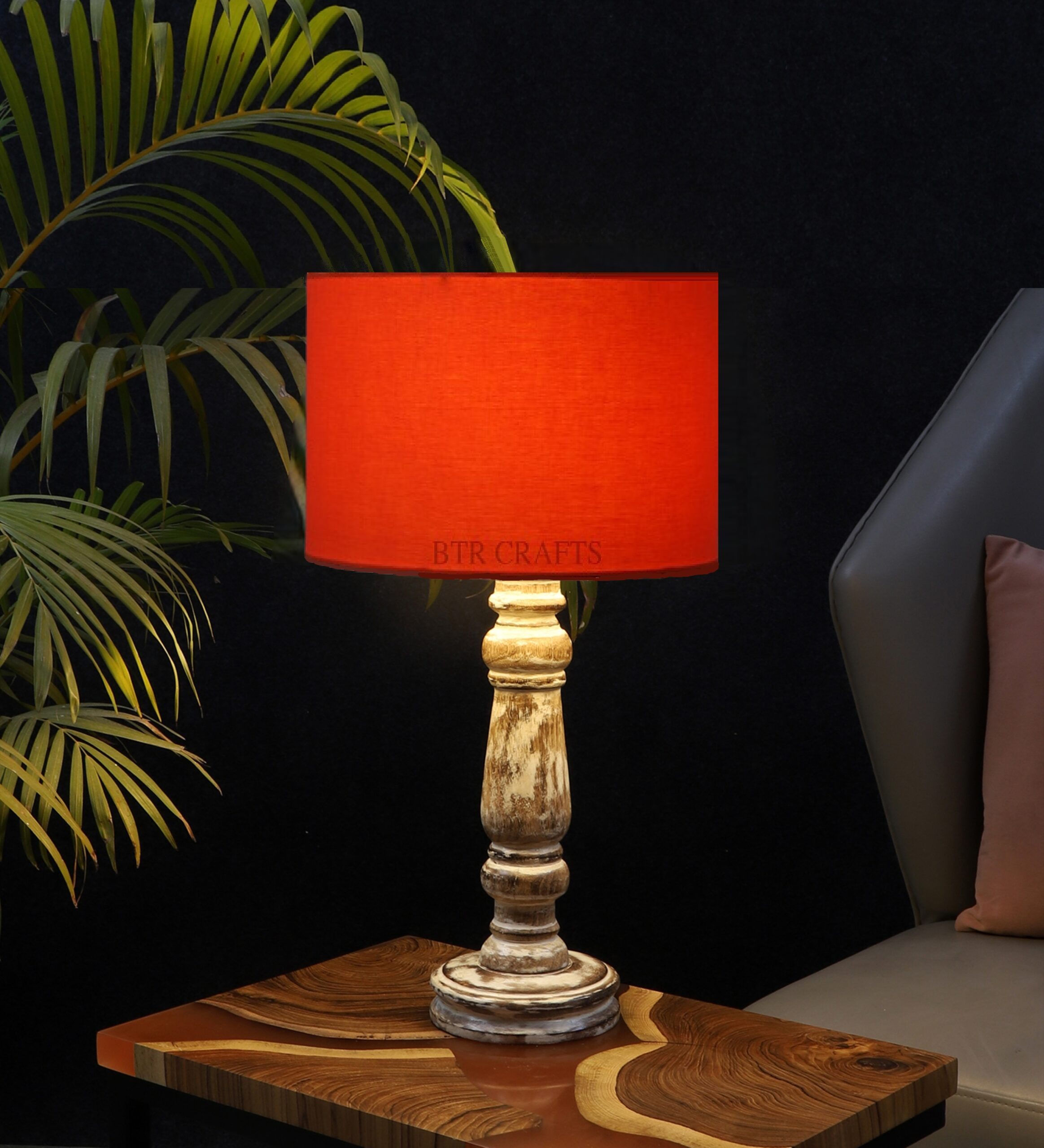 Retro Wooden Table Lamp Suitable For Bedroom Office And Living Room, Pack Of 1(Complete Set)