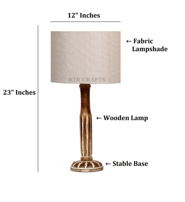 Vintage Wooden Table Lamp Suitable For Bedroom Office And Living Room, Pack Of 1(Complete Set) - Image 3
