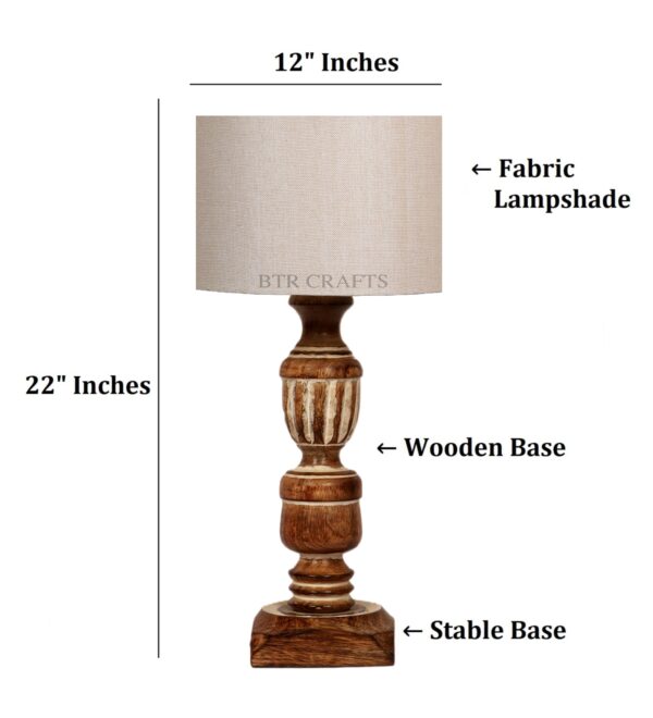 Rustic Wooden Table Lamp Suitable For Bedroom Office And Living Room, Pack Of 1(Complete Set) - Image 3