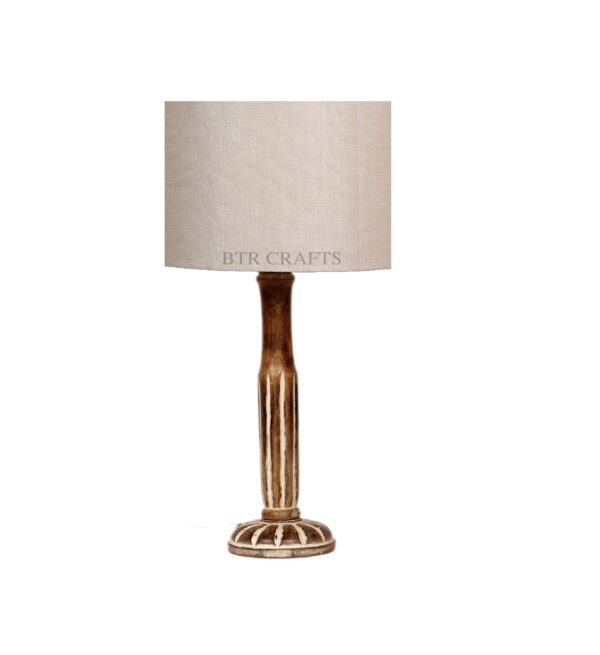 Vintage Wooden Table Lamp Suitable For Bedroom Office And Living Room, Pack Of 1(Complete Set) - Image 4