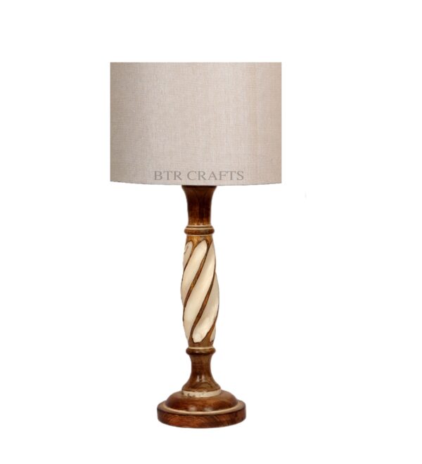 Twister Wooden Table Lamp, Side Table lamp for Bedroom, Night Table lamp Complete Set-(Premium Jute) - Image 5