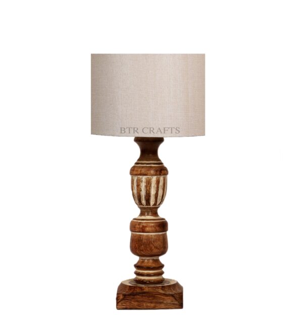 Rustic Wooden Table Lamp Suitable For Bedroom Office And Living Room, Pack Of 1(Complete Set) - Image 4