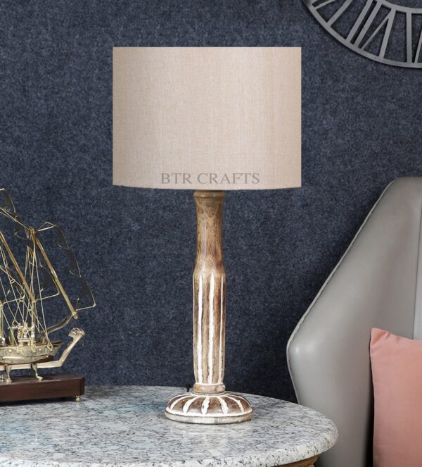 Vintage Wooden Table Lamp Suitable For Bedroom Office And Living Room, Pack Of 1(Complete Set) - Image 2