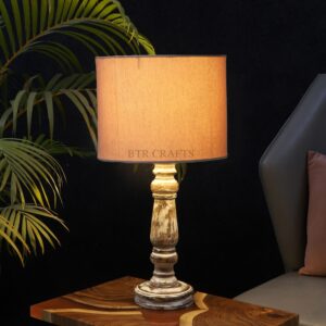 Retro Wooden Table Lamp Suitable For Bedroom Office And Living Room, Pack Of 1(Complete Set)