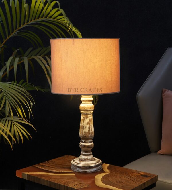 Retro Wooden Table Lamp Suitable For Bedroom Office And Living Room, Pack Of 1(Complete Set)