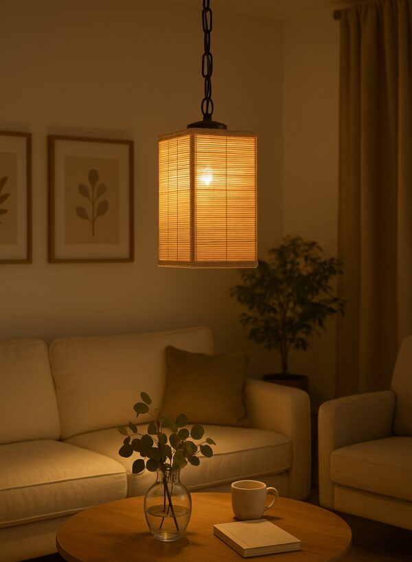Rectangle Shaped Bamboo Pendant/Hanging for Home Decor, Indoor Lighting