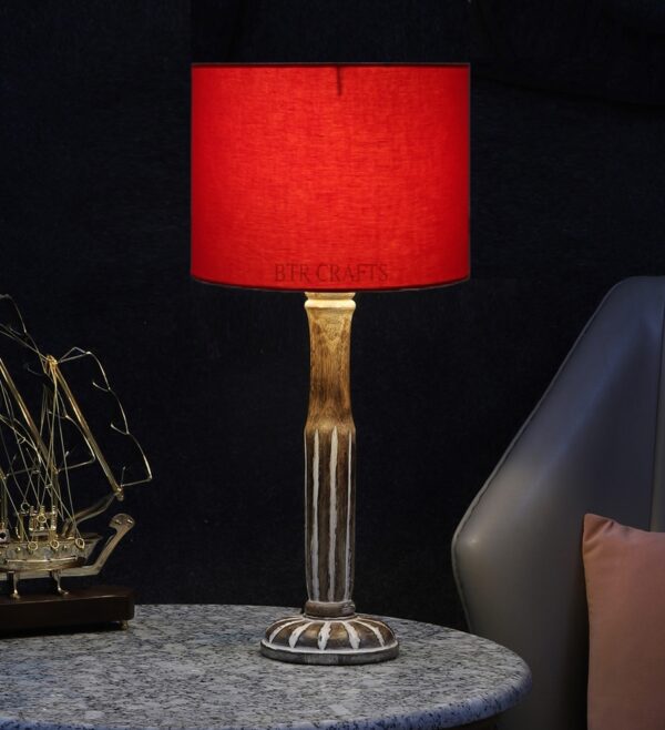 Vintage Wooden Table Lamp Suitable For Bedroom Office And Living Room, Pack Of 1(Complete Set)