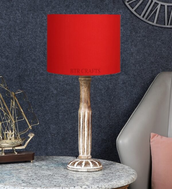Vintage Wooden Table Lamp Suitable For Bedroom Office And Living Room, Pack Of 1(Complete Set) - Image 2
