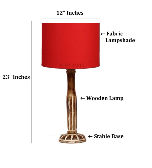 Vintage Wooden Table Lamp Suitable For Bedroom Office And Living Room, Pack Of 1(Complete Set) - Image 3