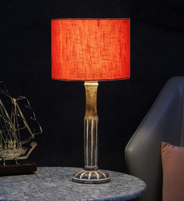 Vintage Wooden Table Lamp Suitable For Bedroom Office And Living Room, Pack Of 1(Complete Set)