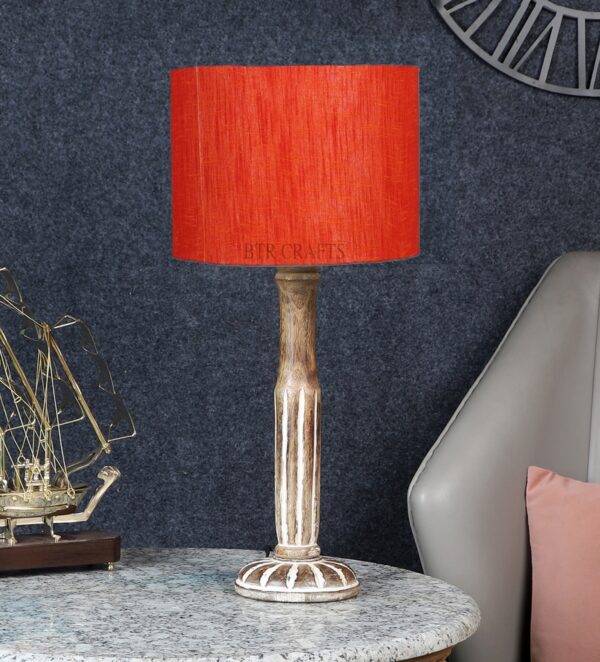 Vintage Wooden Table Lamp Suitable For Bedroom Office And Living Room, Pack Of 1(Complete Set) - Image 2