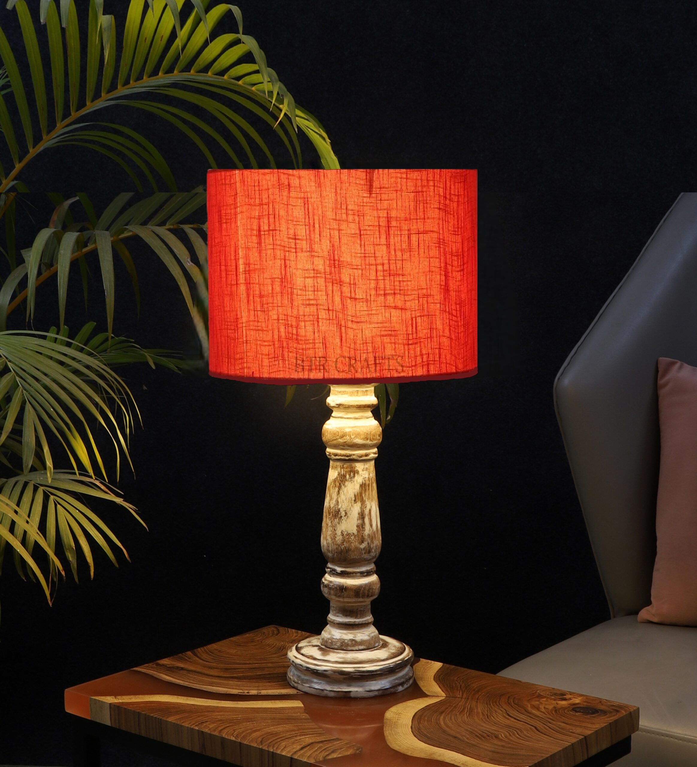 Retro Wooden Table Lamp Suitable For Bedroom Office And Living Room, Pack Of 1(Complete Set)