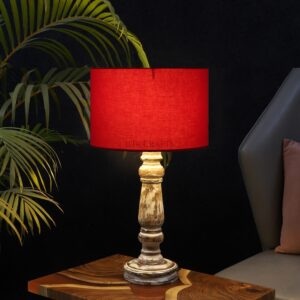 Retro Wooden Table Lamp Suitable For Bedroom Office And Living Room, Pack Of 1(Complete Set)