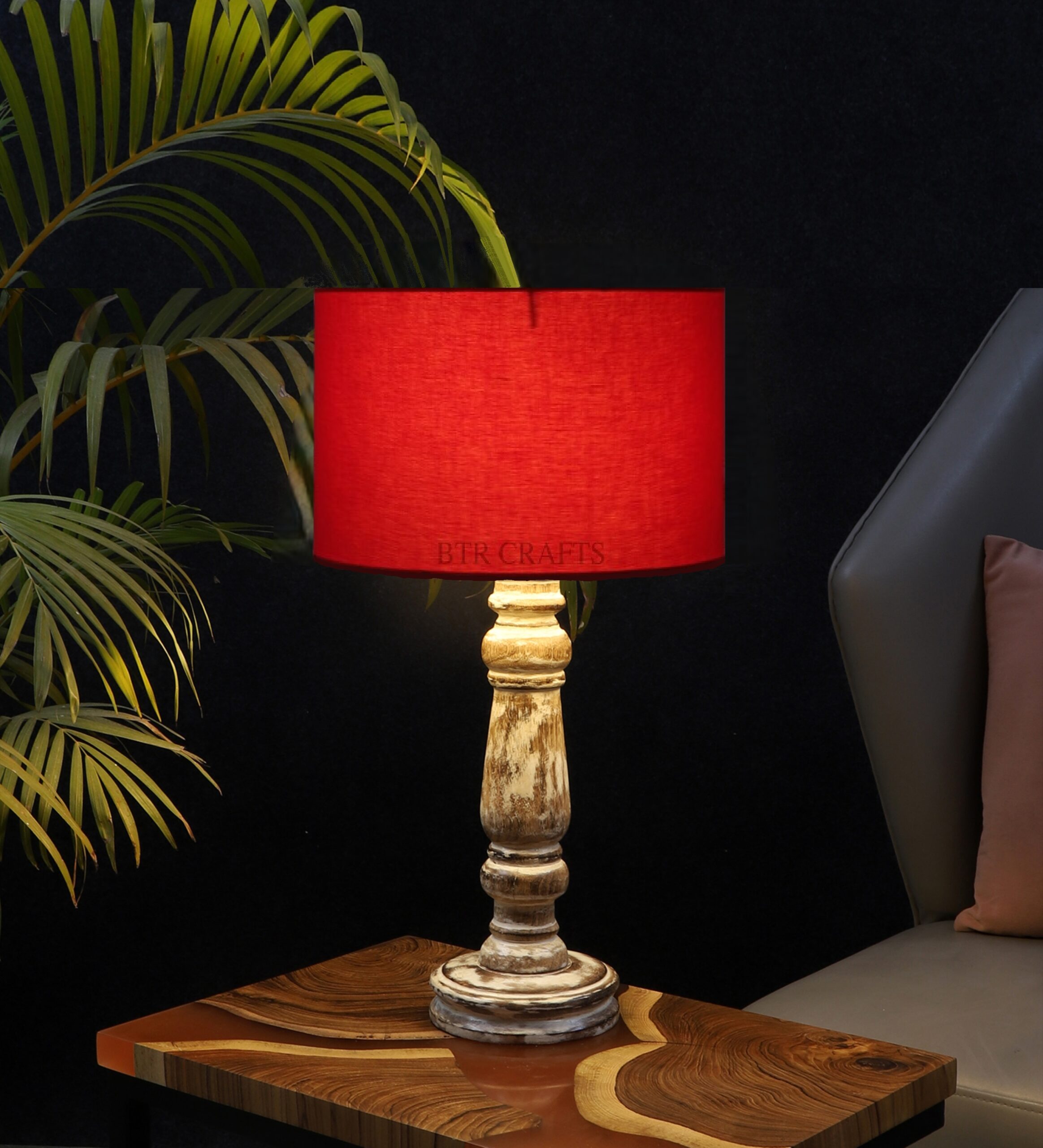Retro Wooden Table Lamp Suitable For Bedroom Office And Living Room, Pack Of 1(Complete Set)