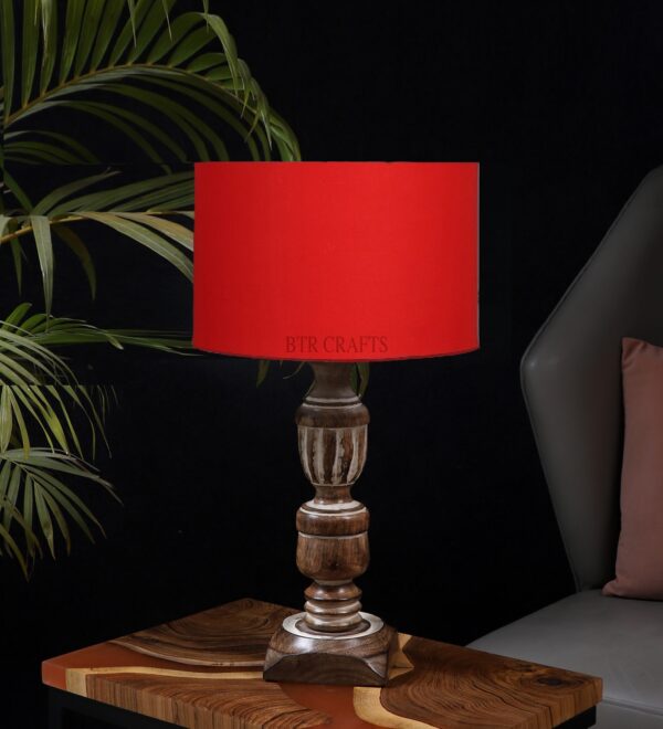 Rustic Wooden Table Lamp Suitable For Bedroom Office And Living Room, Pack Of 1(Complete Set) - Image 2
