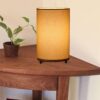 Small Round Table Lamp with Attached Metal Stand for Bedside, Study Table, Home Décor (Cream) - Image 2