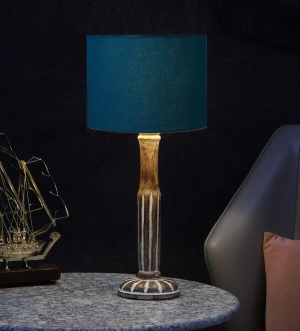 Vintage Wooden Table Lamp Suitable For Bedroom Office And Living Room, Pack Of 1(Complete Set)