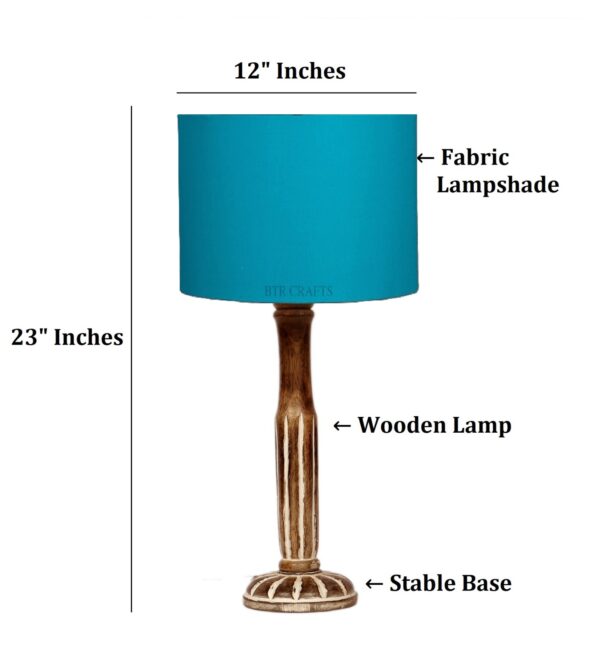 Vintage Wooden Table Lamp Suitable For Bedroom Office And Living Room, Pack Of 1(Complete Set) - Image 3