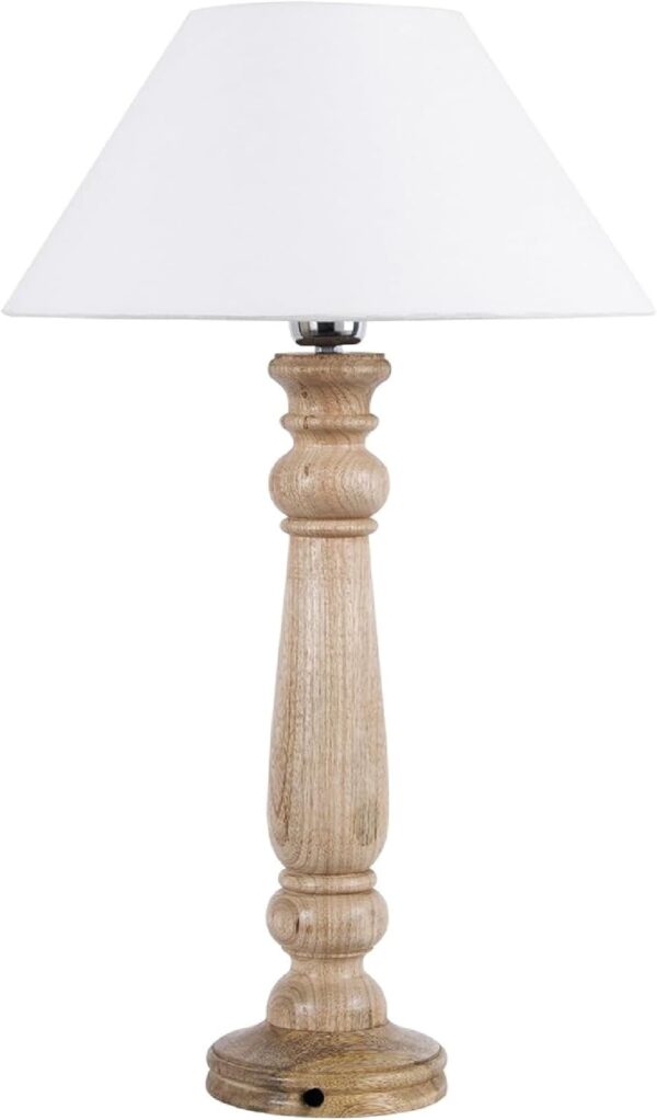 Mabel Rustic Wooden Table Lamp with White Shade, Decorative Desk Light, Night Lamp, Perfect for Bedside & Corner Or Centre Table, Home Decor & Gift Item Pack of 2 - Image 4