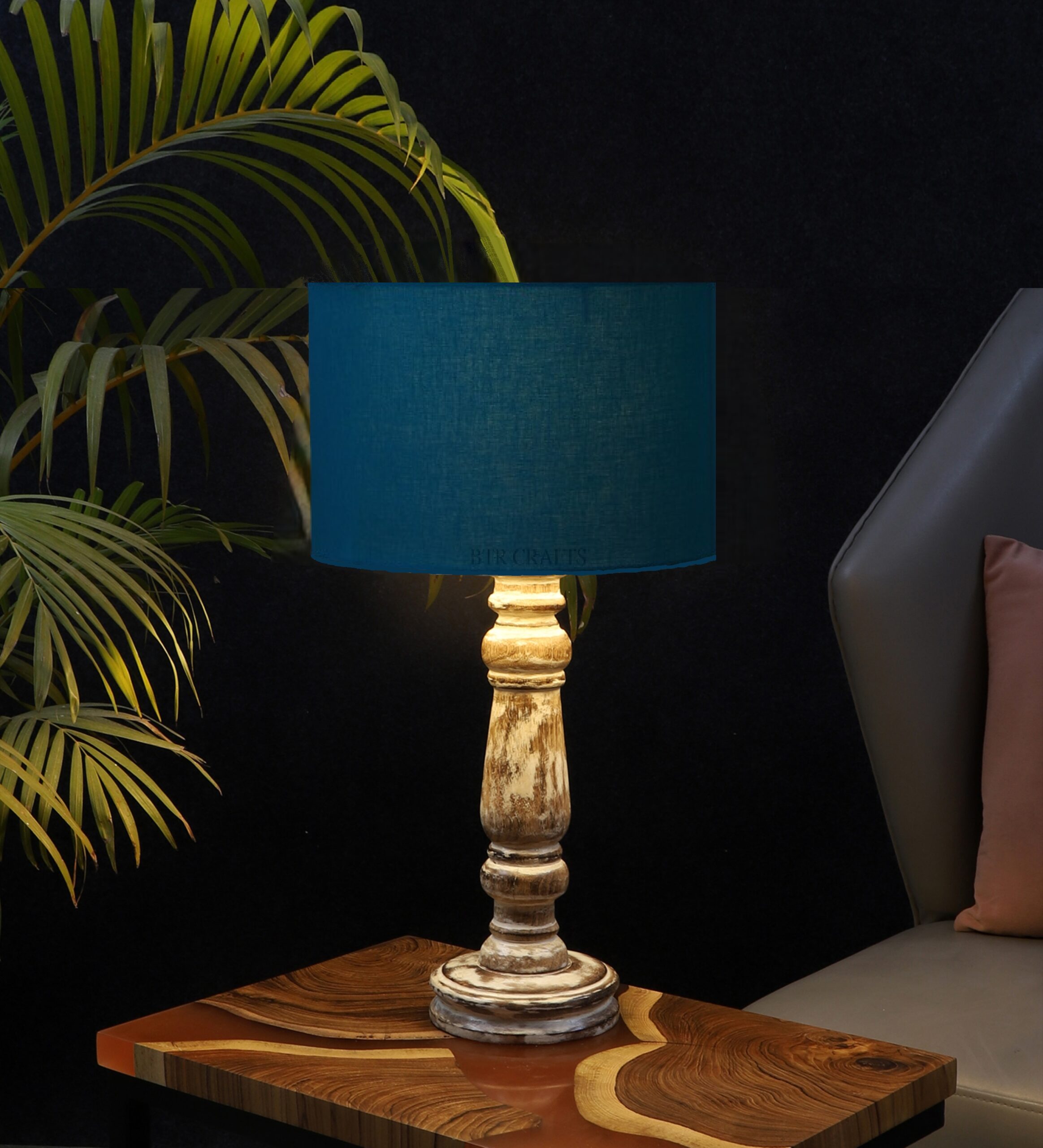 Retro Wooden Table Lamp Suitable For Bedroom Office And Living Room, Pack Of 1(Complete Set)
