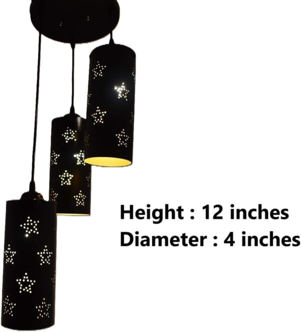 3-Tier Black Inner Gold Cylinder Hanging/Pendant Light Black & Gold (Star) - Image 5