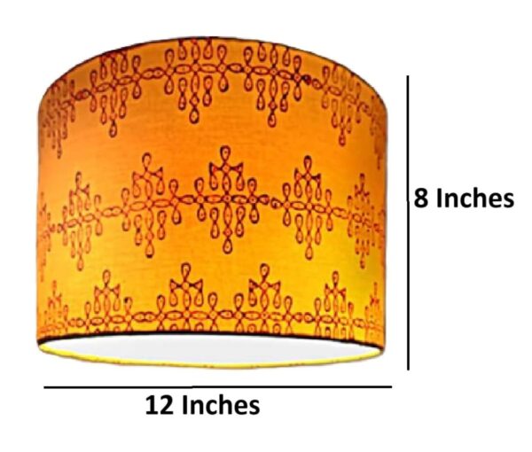 Mustered Yellow Block Printed Pendant Light, Suitable for Bedroom Hallway Cafe Hotels & Cultural or Themed Spaces, Silver/Black Canopy (12 Inches) - Image 6