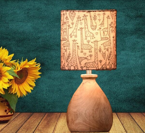 Wooden Table Lamp for Home Decor Bedside Table Lamp Night lamp for Living & Dining Room Gifting Items (Wild Glow Shade)