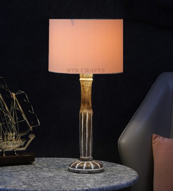 Vintage Wooden Table Lamp Suitable For Bedroom Office And Living Room, Pack Of 1(Complete Set)