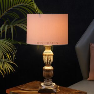 Rustic Wooden Table Lamp Suitable For Bedroom Office And Living Room, Pack Of 1(Complete Set)