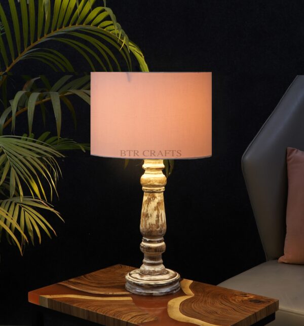 Retro Wooden Table Lamp Suitable For Bedroom Office And Living Room, Pack Of 1(Complete Set)