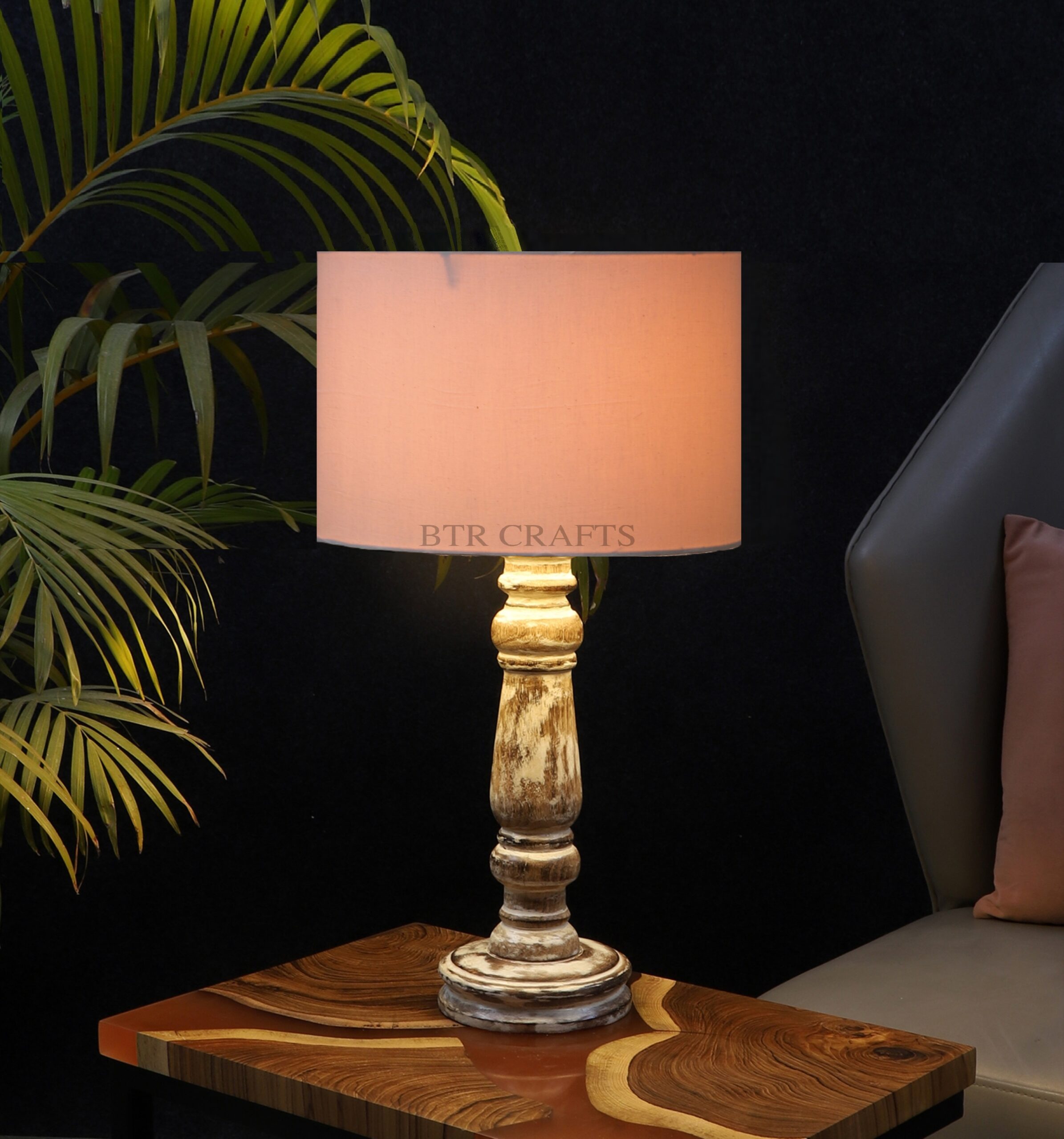 Retro Wooden Table Lamp Suitable For Bedroom Office And Living Room, Pack Of 1(Complete Set)