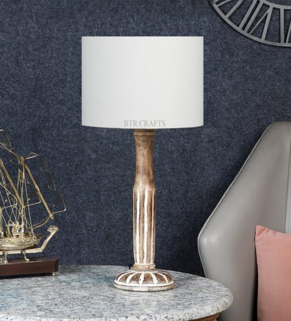 Vintage Wooden Table Lamp Suitable For Bedroom Office And Living Room, Pack Of 1(Complete Set) - Image 2